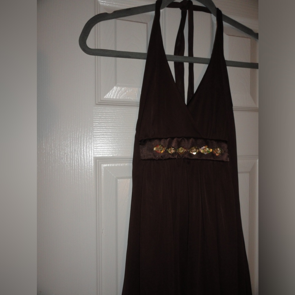 Elegant Brown Halter Dress